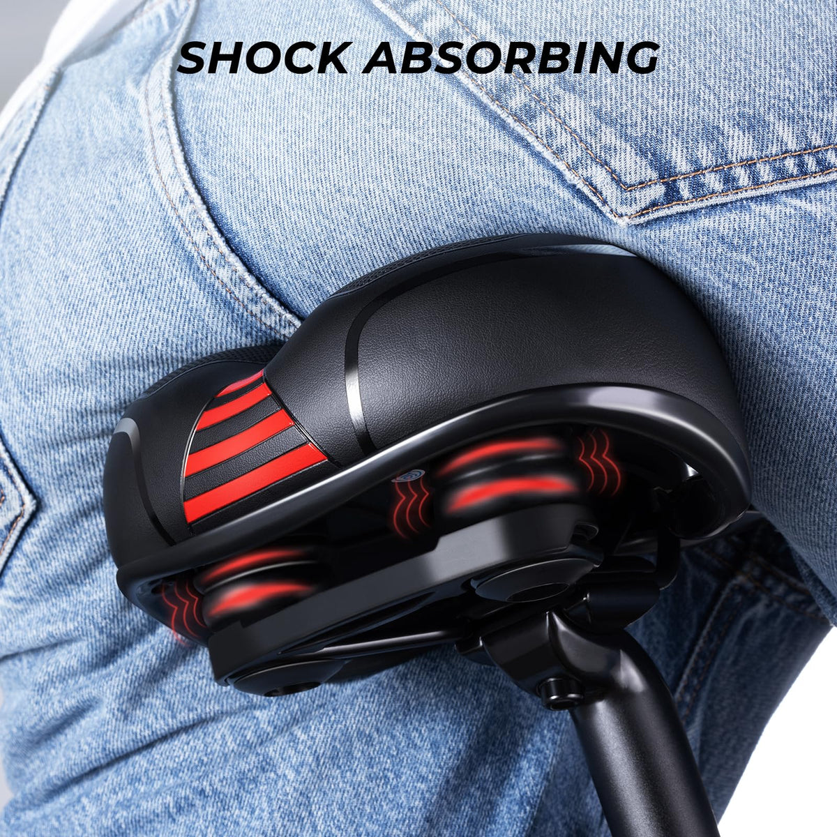 YOUNGDO Gel Saddles Foam Padded Leather Bike Saddle Black Red Seat NEW