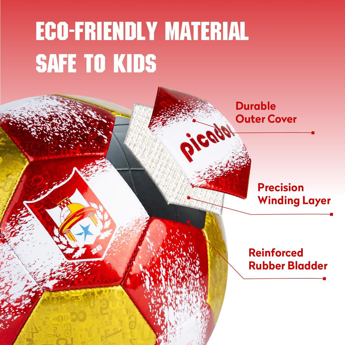 PP PICADOR Size 4 Soccer Ball Red/Yellow Laser Leather Training & Pump NEW