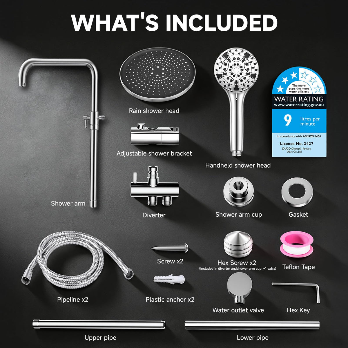 AAOBOSI 10" Rain Shower Head Set - 10 Functions High Pressure Silver DEMO