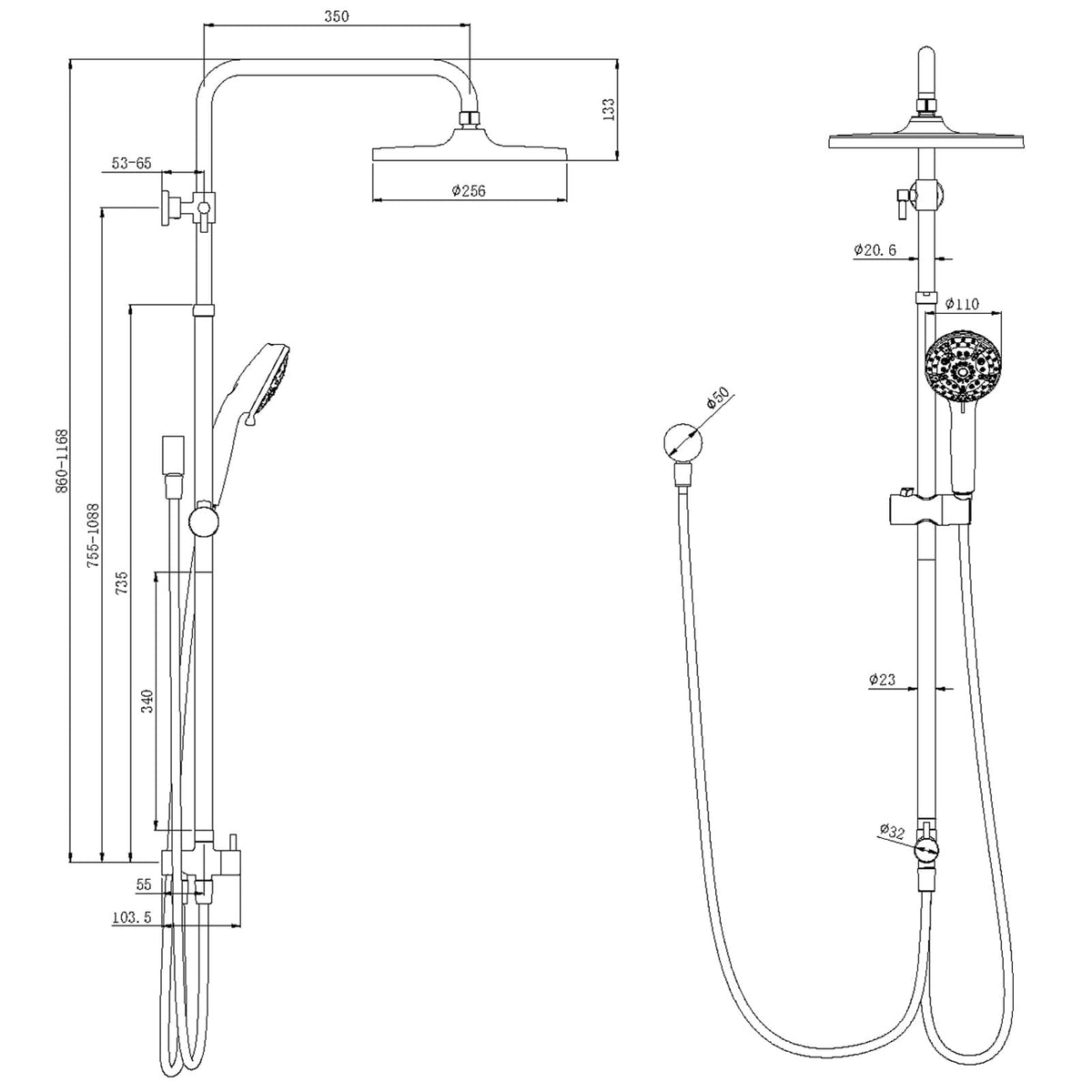 AAOBOSI 10" Rain Shower Head Set - 10 Functions High Pressure Silver DEMO
