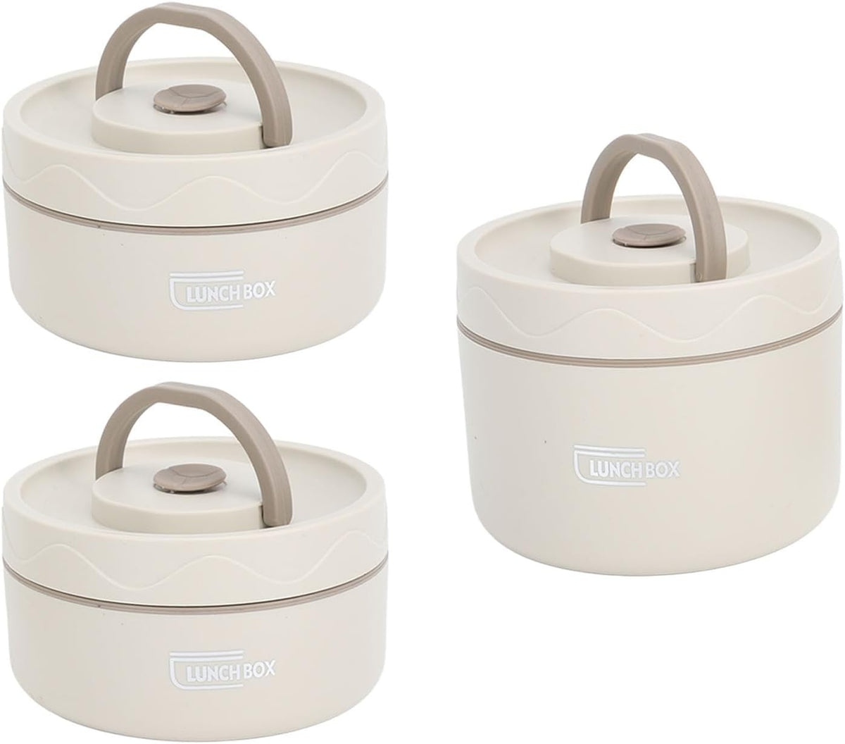 pijiuoi Thermal Insulated Bento Lunch Box Container Set 3Piece Beige NEW