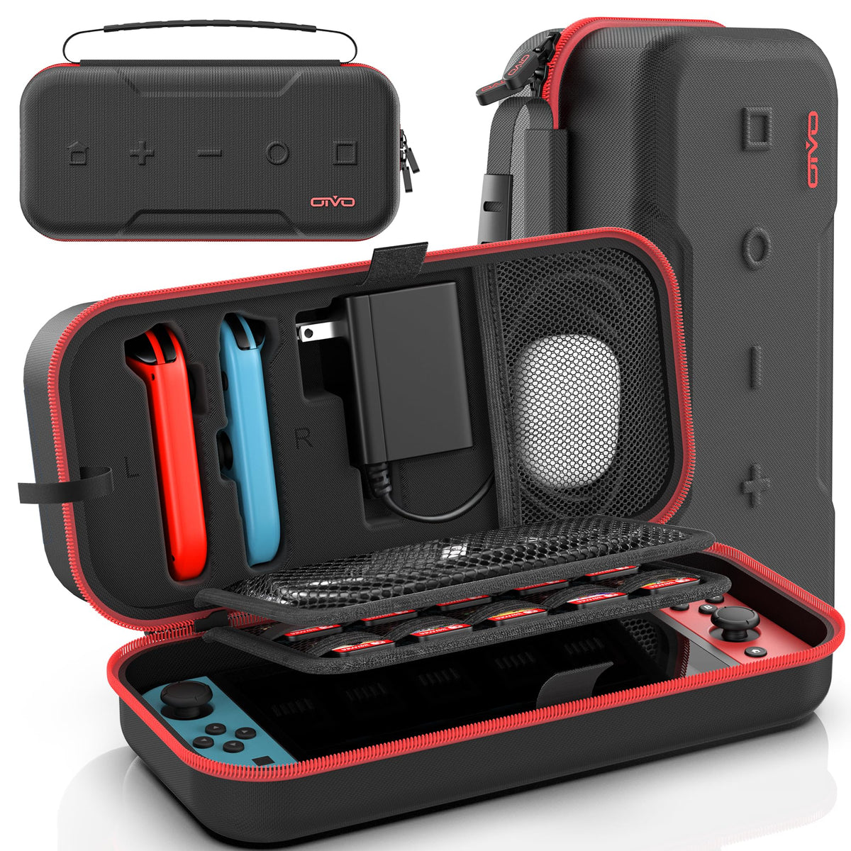 OIVO Switch Cases OLED Carrying Case Red Portable Storage Nylon NEW
