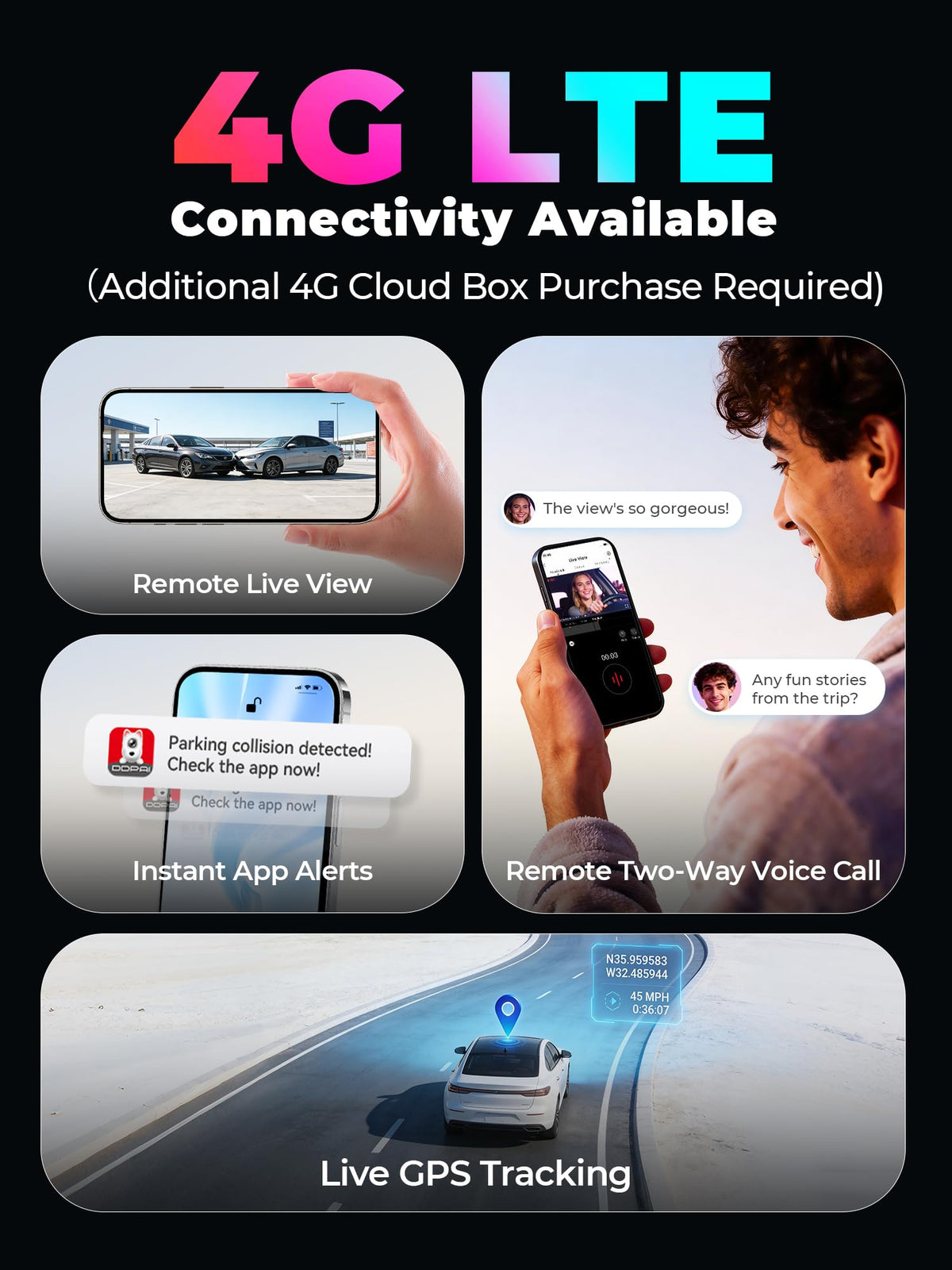 DDPAI 4K On-Dash-Monitoring Dual Channel Dash Cam Front Back STARVIS 2 Black