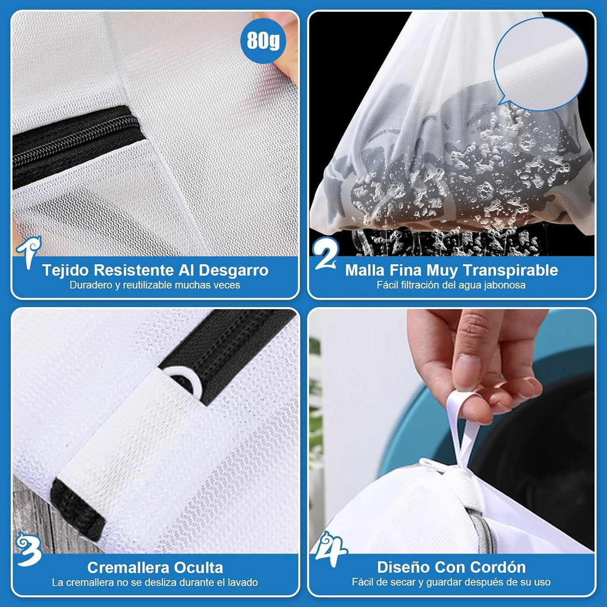 LOTOVEUE Black Mesh Laundry Bags for Delicates - 7 Piece Set NEW