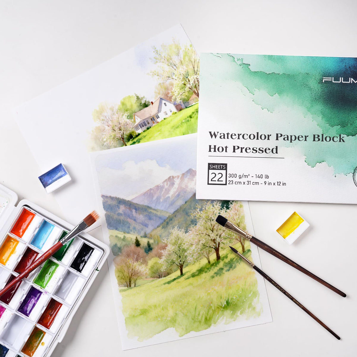 Fuumuui Watercolor Paper Block Smooth 12.7 x 17.8 cm Pad NEW
