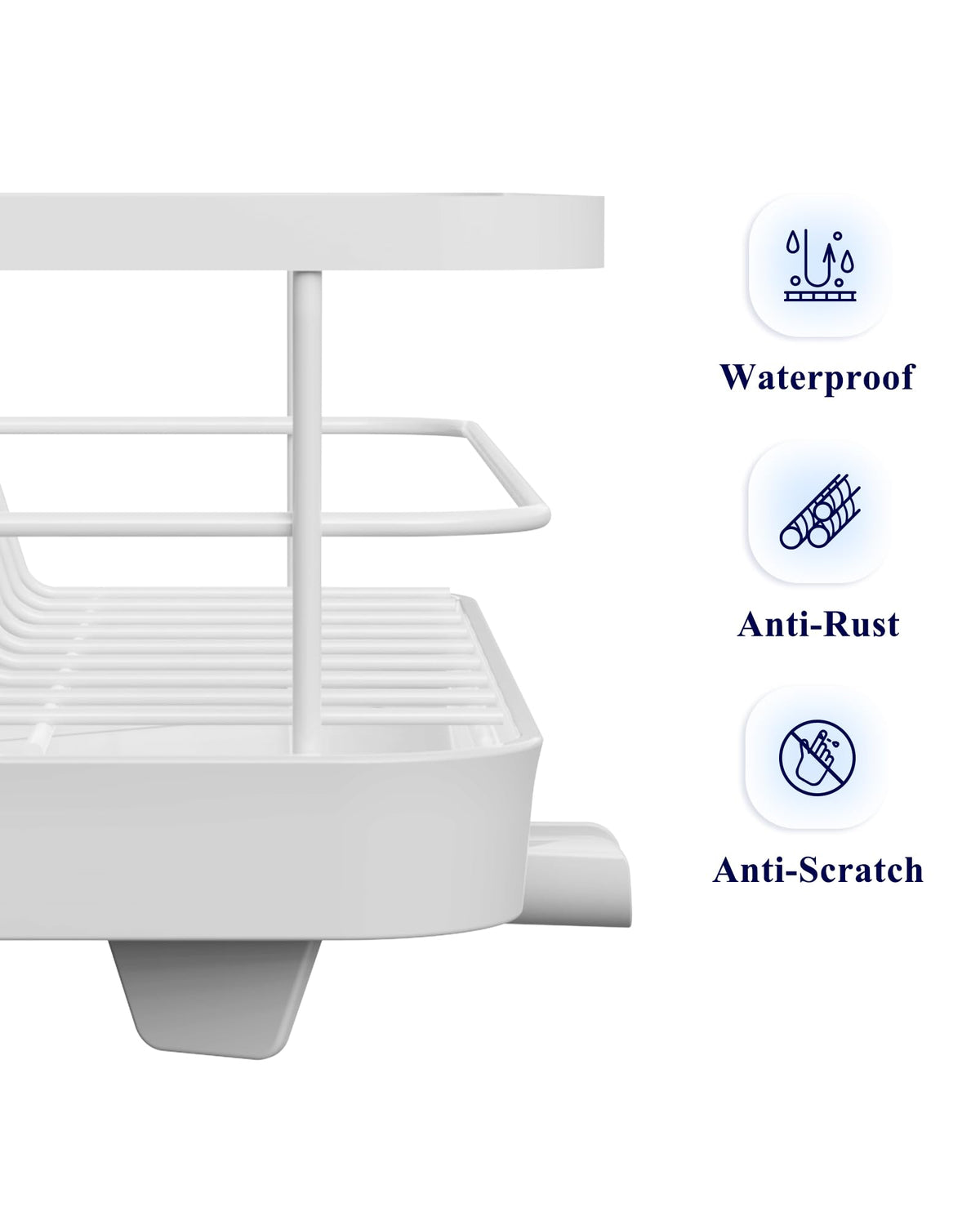 Kitsure White Stainless Steel Dish Drying Rack Drainer With Utensil Holder NEW