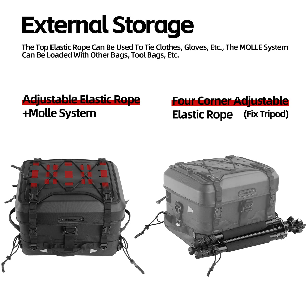 Rhinowalk MFT2301 36L Black Waterproof Motorcycle Saddle Bag Camera Storage NEW