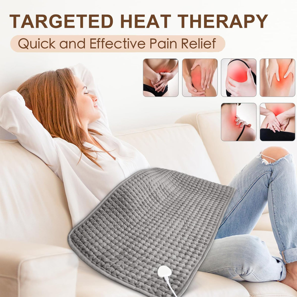 Xiwerhll Electric Heating Pad 84x43cm Fast Heat-Up Soothe Muscles Grey NEW