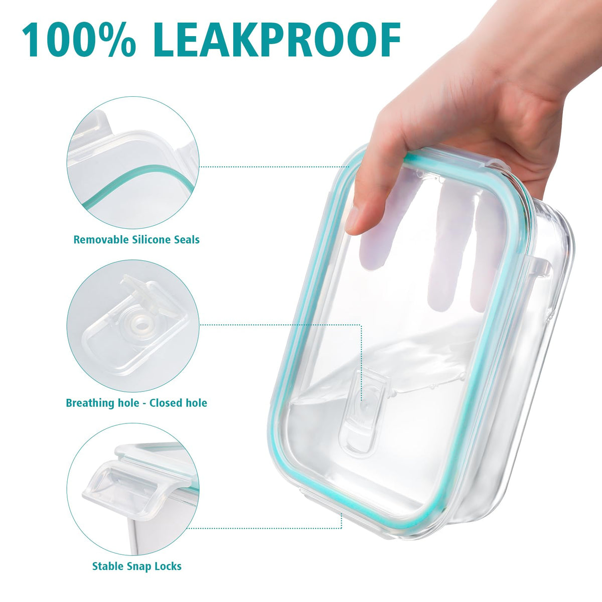 Feshory Glass Container Sets Food Storage Containers 10x370ML Airtight Lids NEW