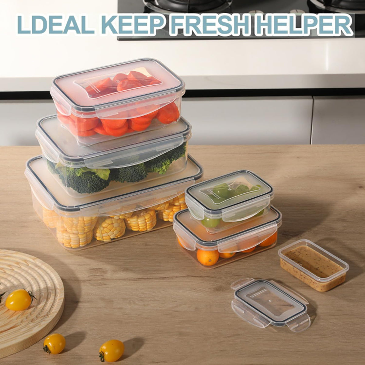 KUMD Large Container Sets Clear Plastic Food Storage Containers with Lids DEMO
