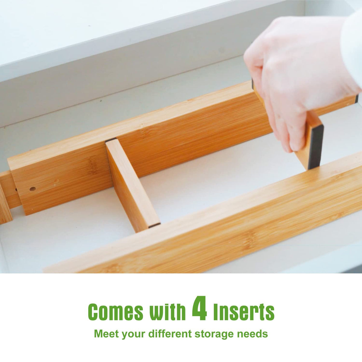 ANTOWIN Bamboo Expandable Drawer Dividers for Kitchen Storage Natural NEW