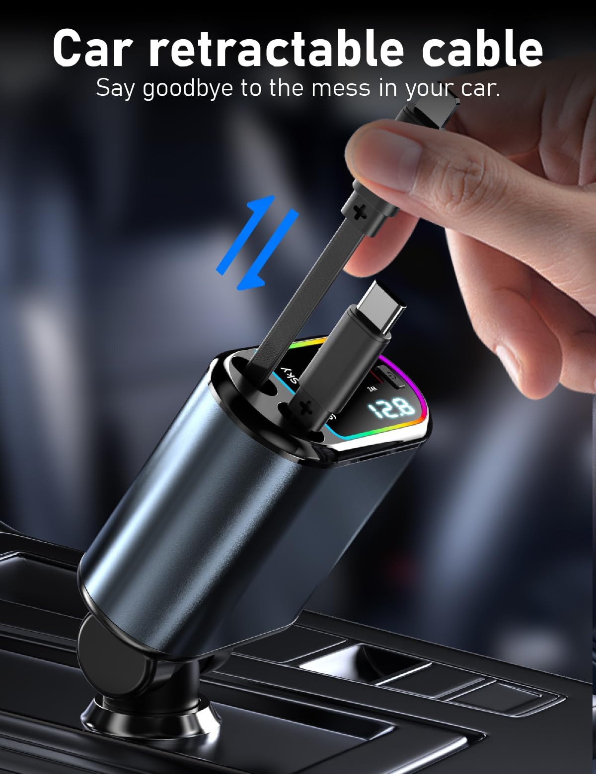 SinRuiSmart 120W Automobile Chargers Retractable 4 in 1 Car Charger Dark DEMO