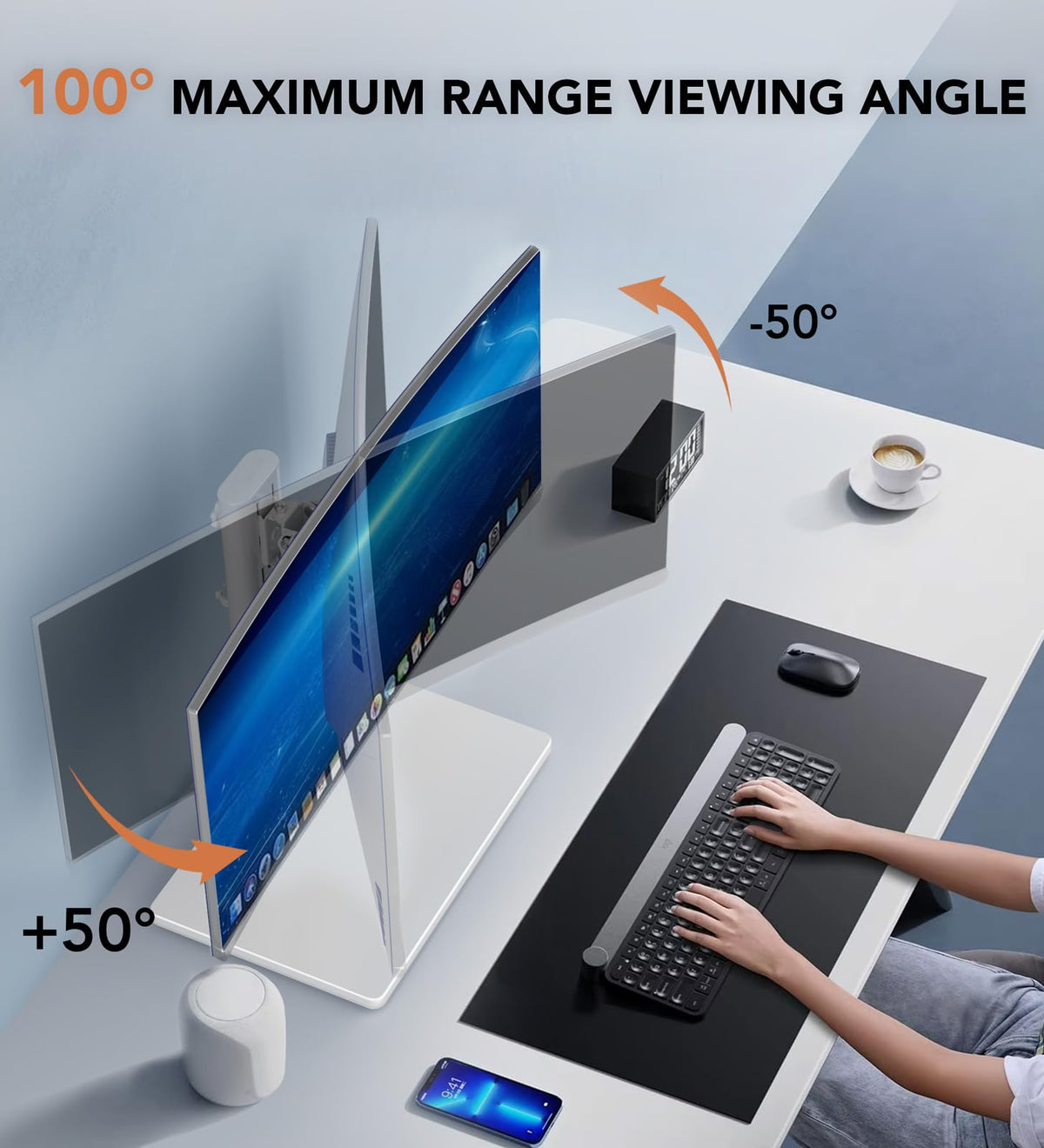 Hemudu White Single LCD Monitor Stand Free-Standing Desk Riser DEMO