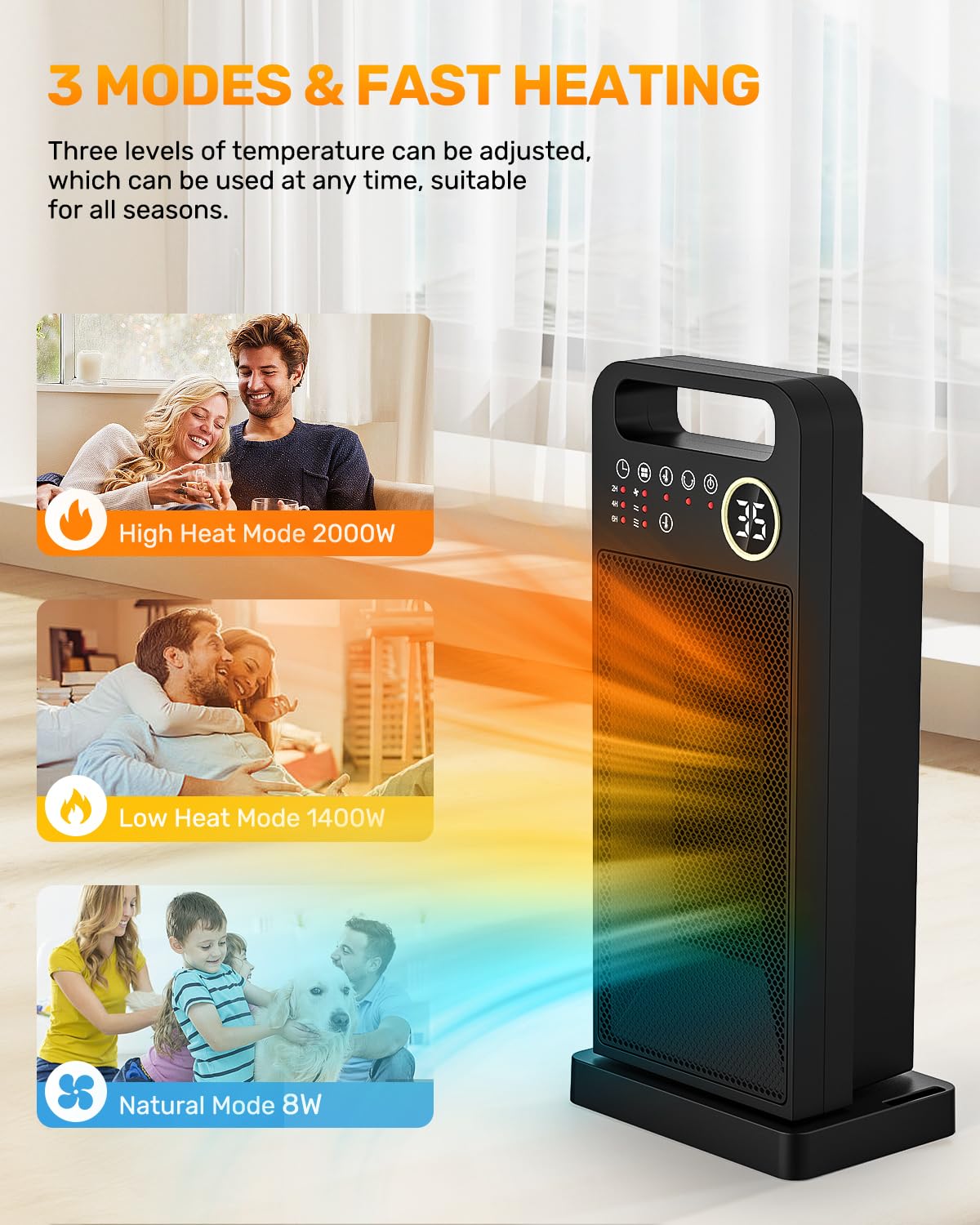 Vynoblip 2000W Heating Ceramic Portable Heater with Remote Control - Black DEMO