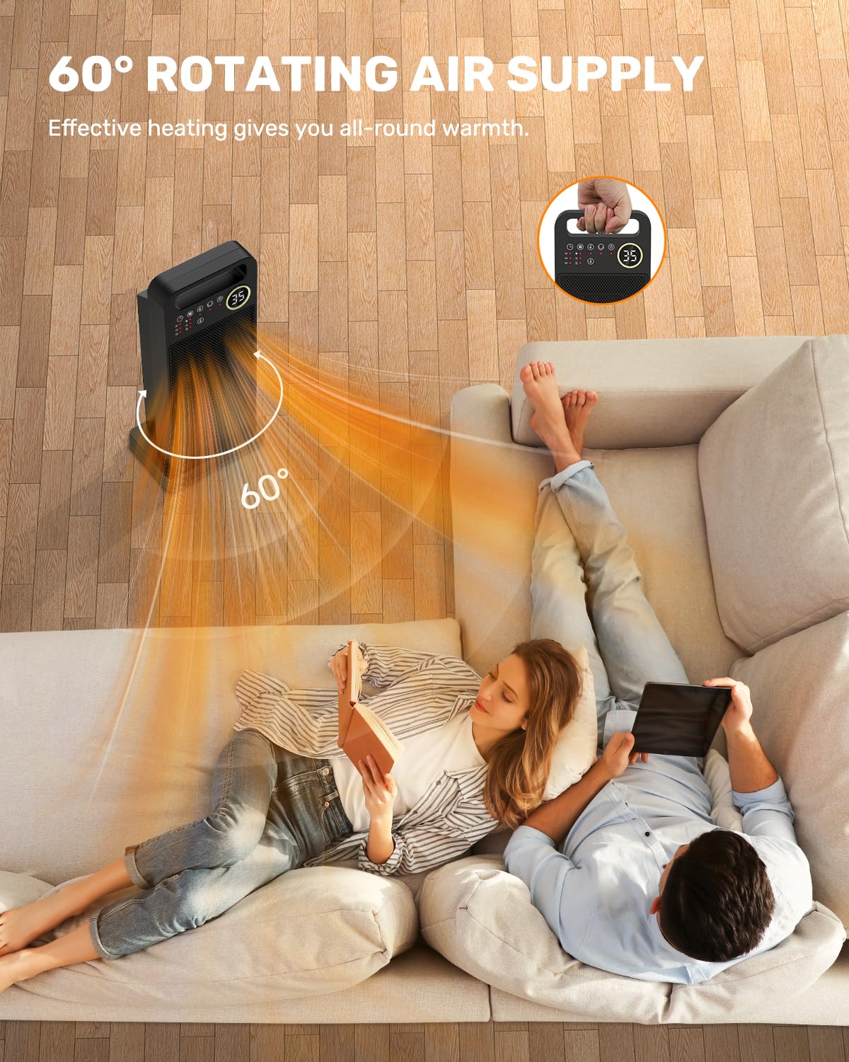 Vynoblip 2000W Heating Ceramic Portable Heater with Remote Control - Black DEMO