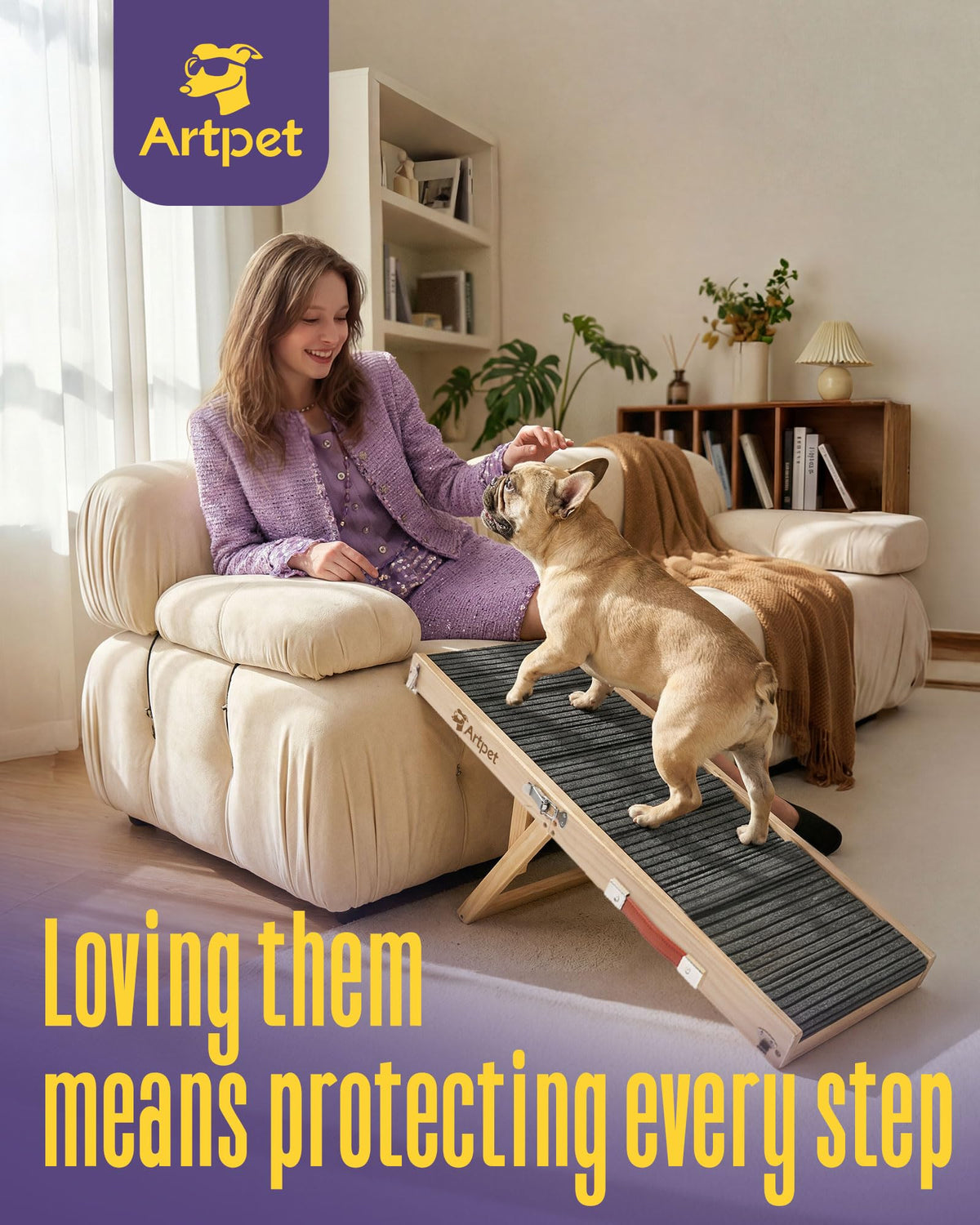 Artpet Folding Vehicle Ramps Dog Ramp for Couch Bed Portable Pet Grey DEMO