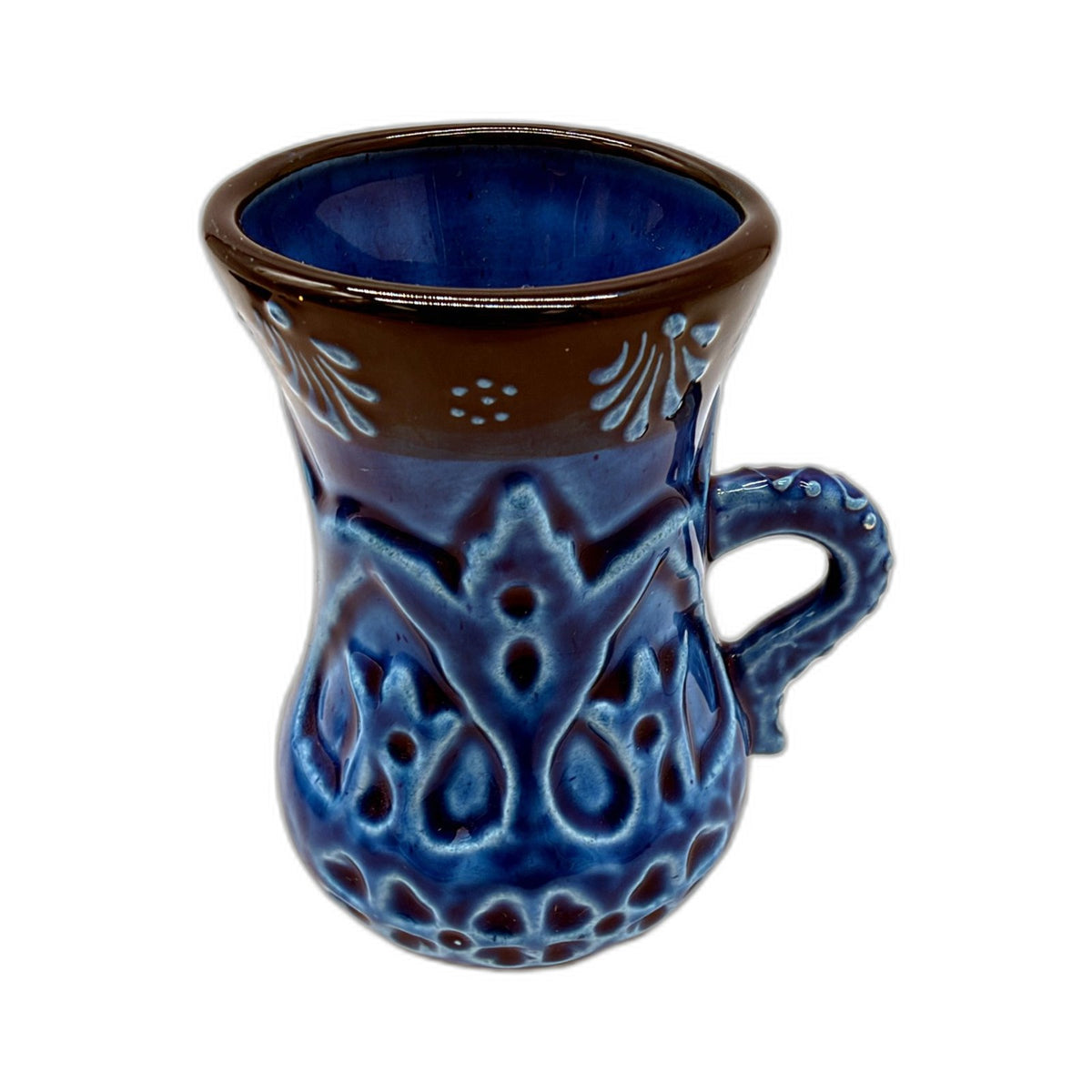 VINTAGE Hand Crafted Cobalt Blue Black Rimmed Miniature Pitcher & Basin Set