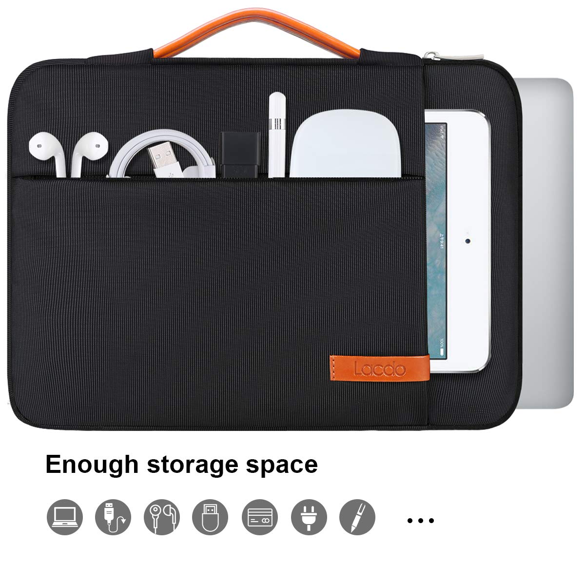 Lacdo 360° Sleeves Protective 14 Inch Laptop Sleeve Case in Black NEW