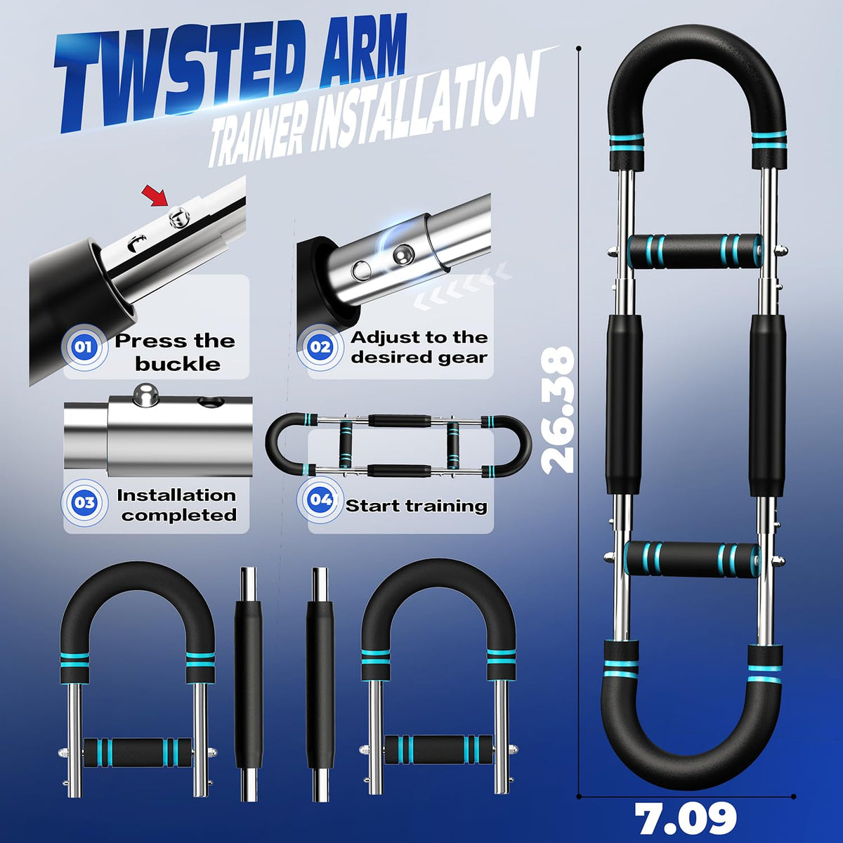 Cotftr Adjustable Chest Expander Multifunctional Arm Trainer 20-60lb NEW