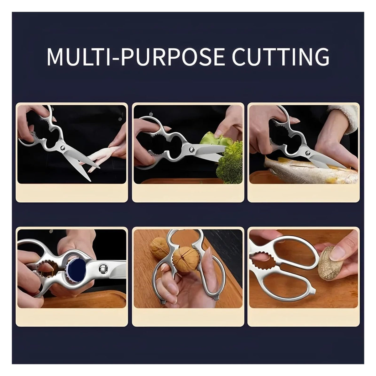 Huusk Multi-Functional Kitchen Scissors with Non-Slip Handle NEW