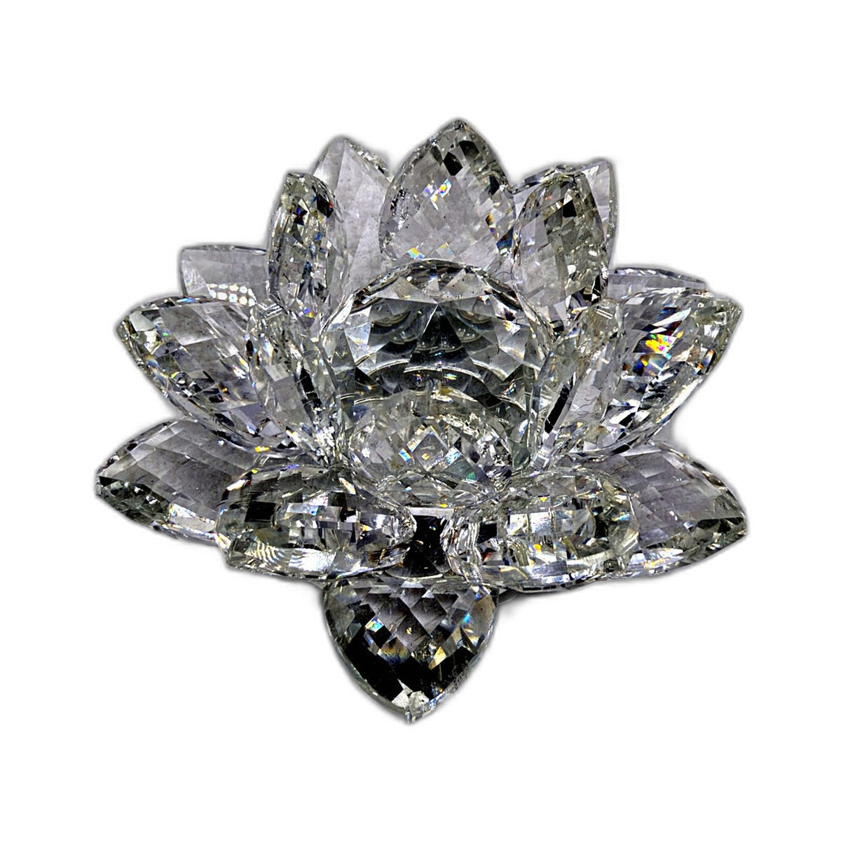 Crystal Lotus Flower Figurine Clear Decorative Collectible Feng Shui Art