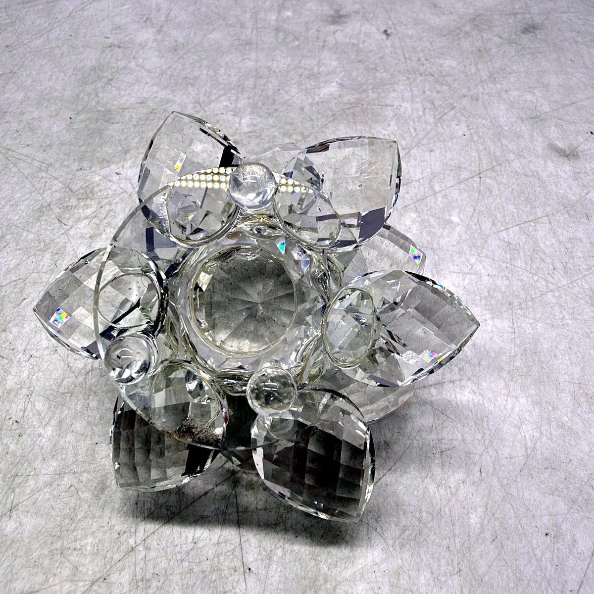 Crystal Lotus Flower Figurine Clear Decorative Collectible Feng Shui Art