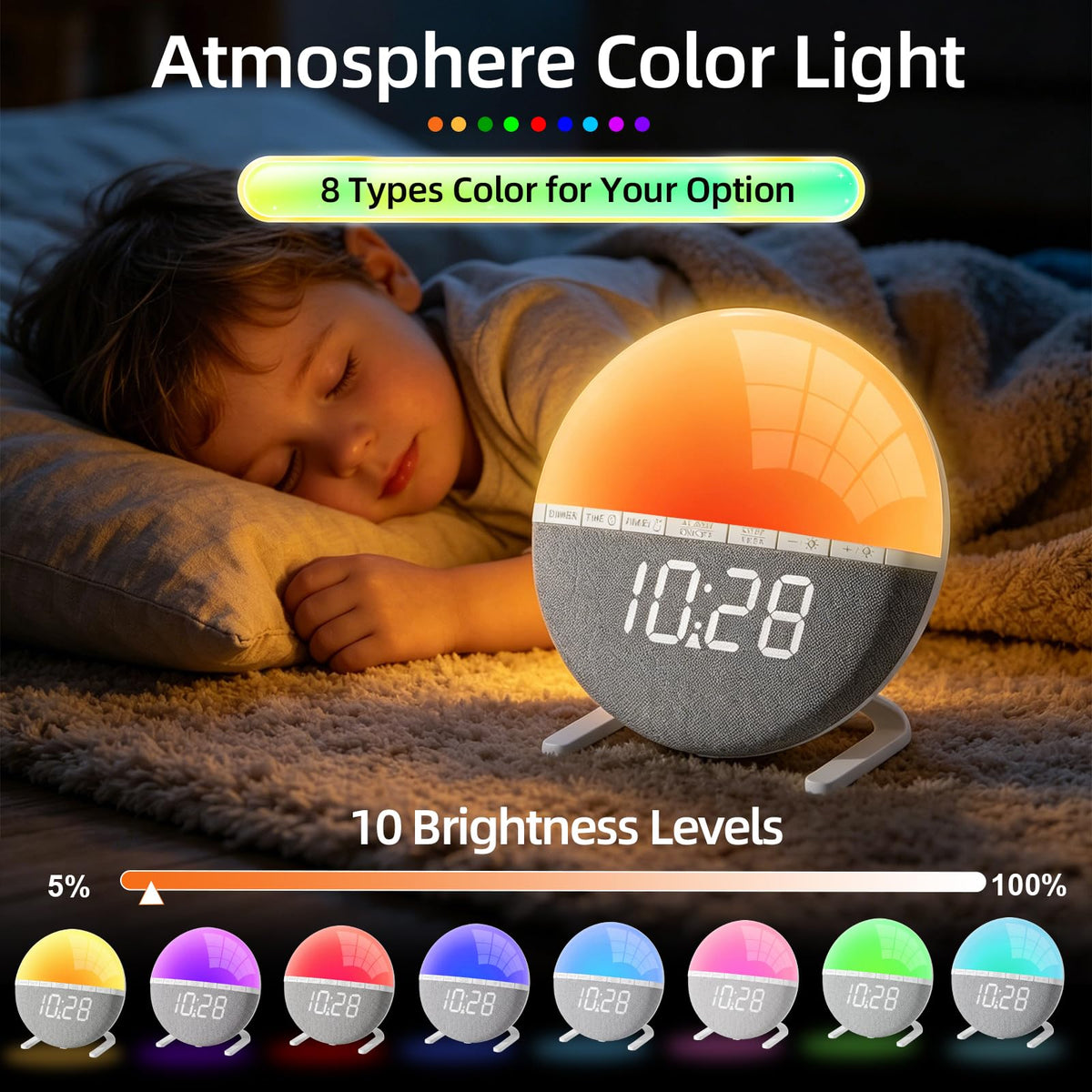 LeCoirrax Grey Sunrise Alarm Clock with Wake Up Light Simulation DEMO