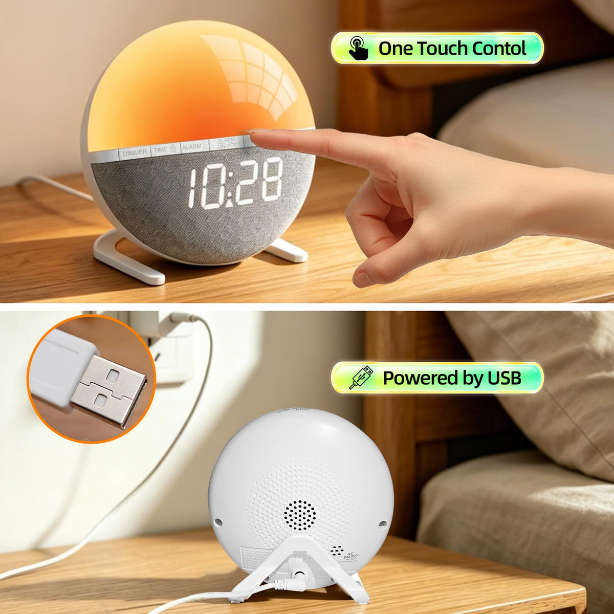 LeCoirrax Grey Sunrise Alarm Clock with Wake Up Light Simulation DEMO