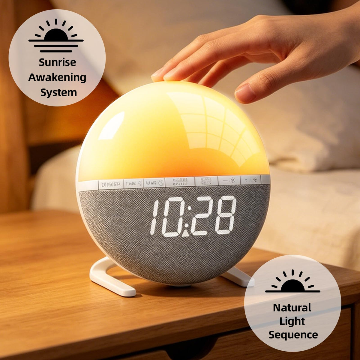 LeCoirrax Grey Sunrise Alarm Clock with Wake Up Light Simulation DEMO