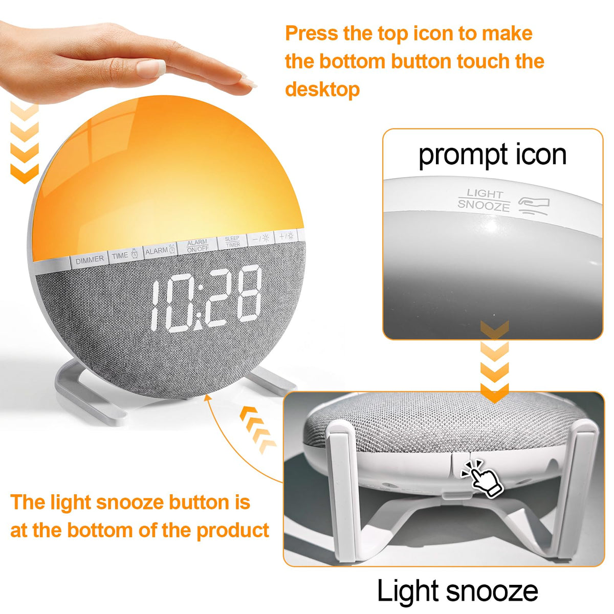 LeCoirrax Grey Sunrise Alarm Clock with Wake Up Light Simulation DEMO