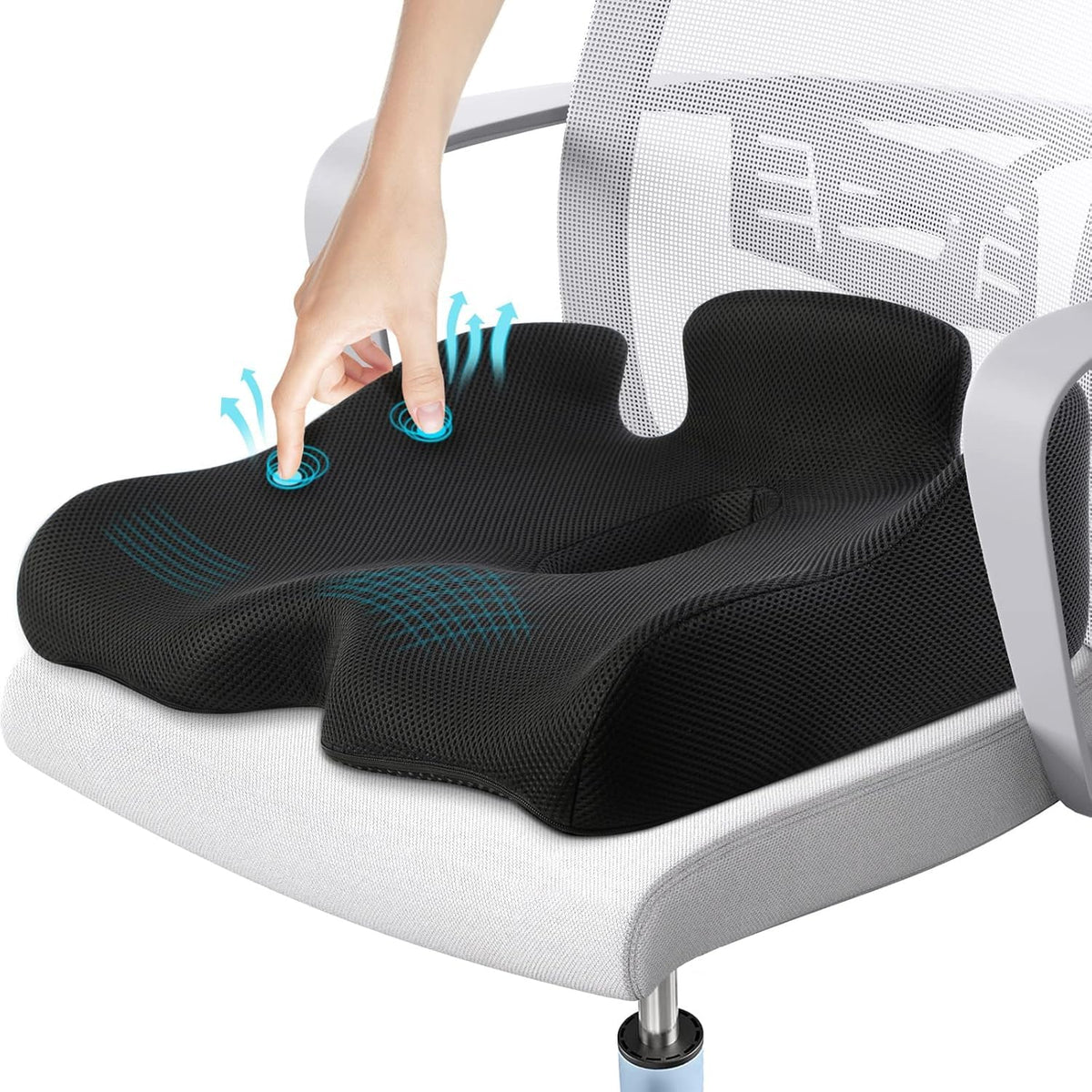 Benazcap Memory Foam Seat Cushion Black 17x19x6 Pressure Relief DEMO