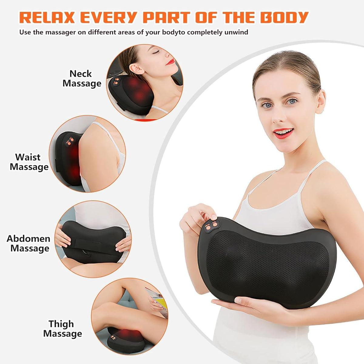 QUIXNOVA Shiatsu Neck and Back Massager with Heat - Electric Black NEW
