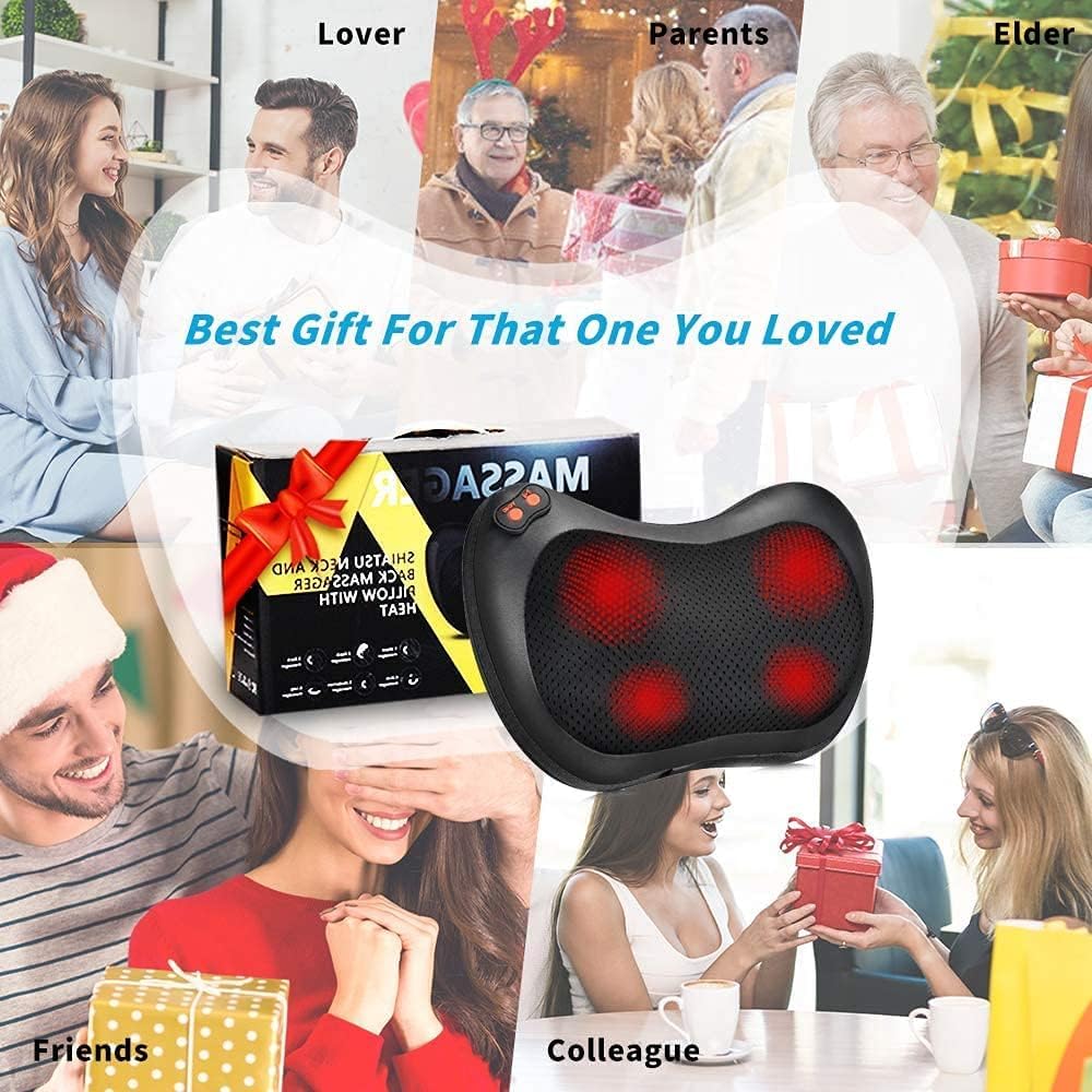 QUIXNOVA Shiatsu Neck and Back Massager with Heat - Electric Black NEW