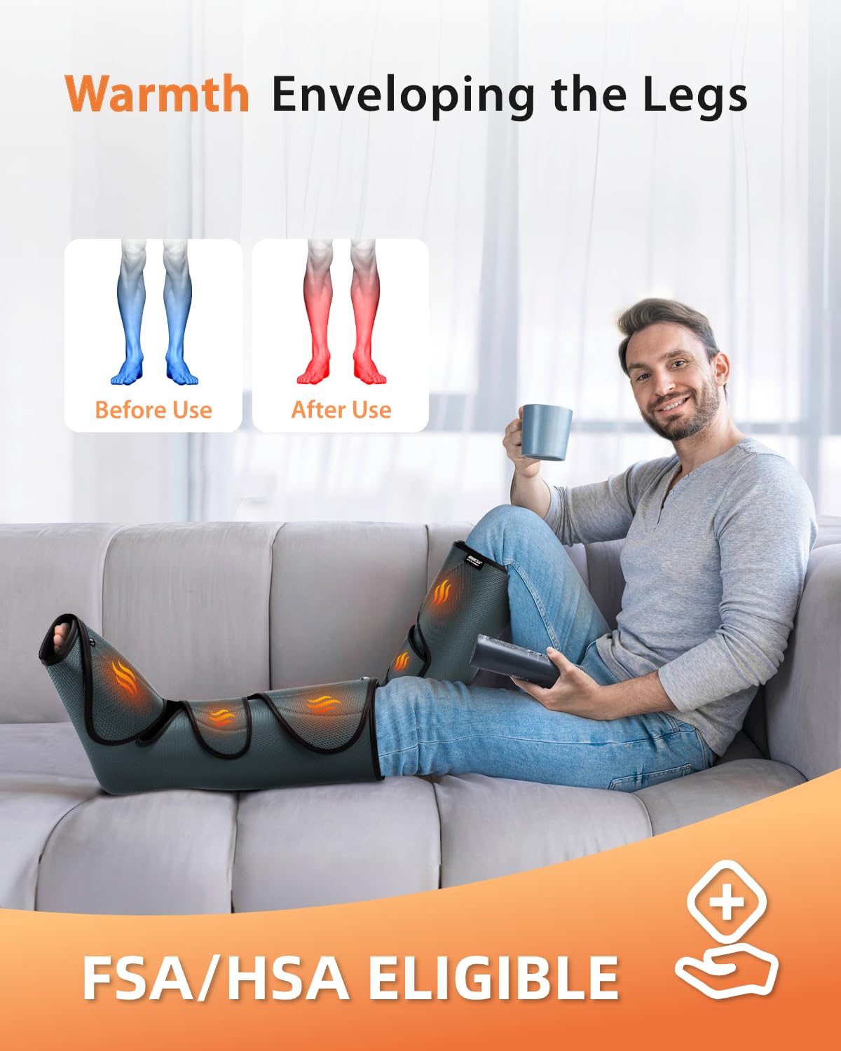 CINCOM Foot and Leg Massager with Heat Air Compression Black NEW