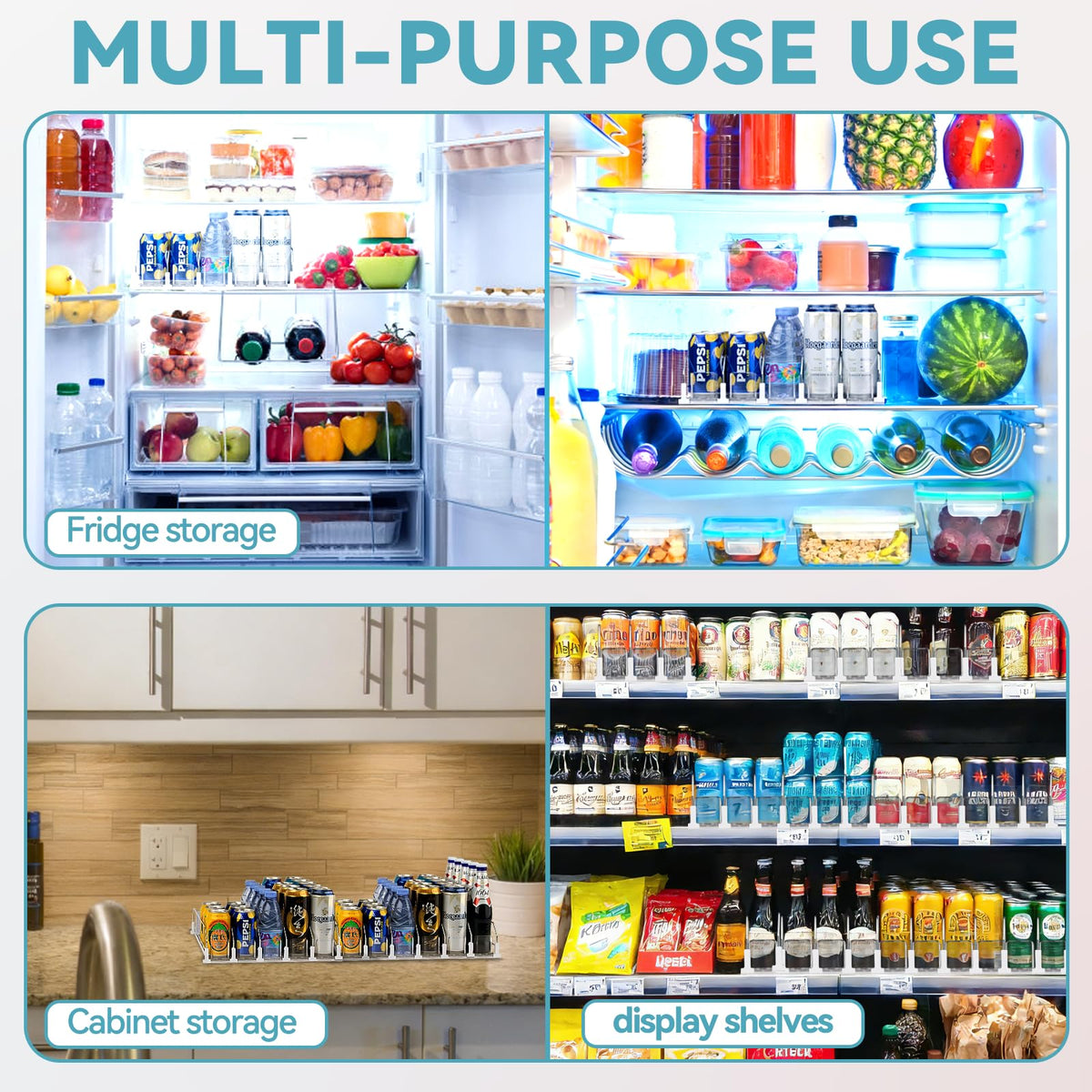 Adjustable Fridge Drink Organizer Water Bottle Pusher White DEMO