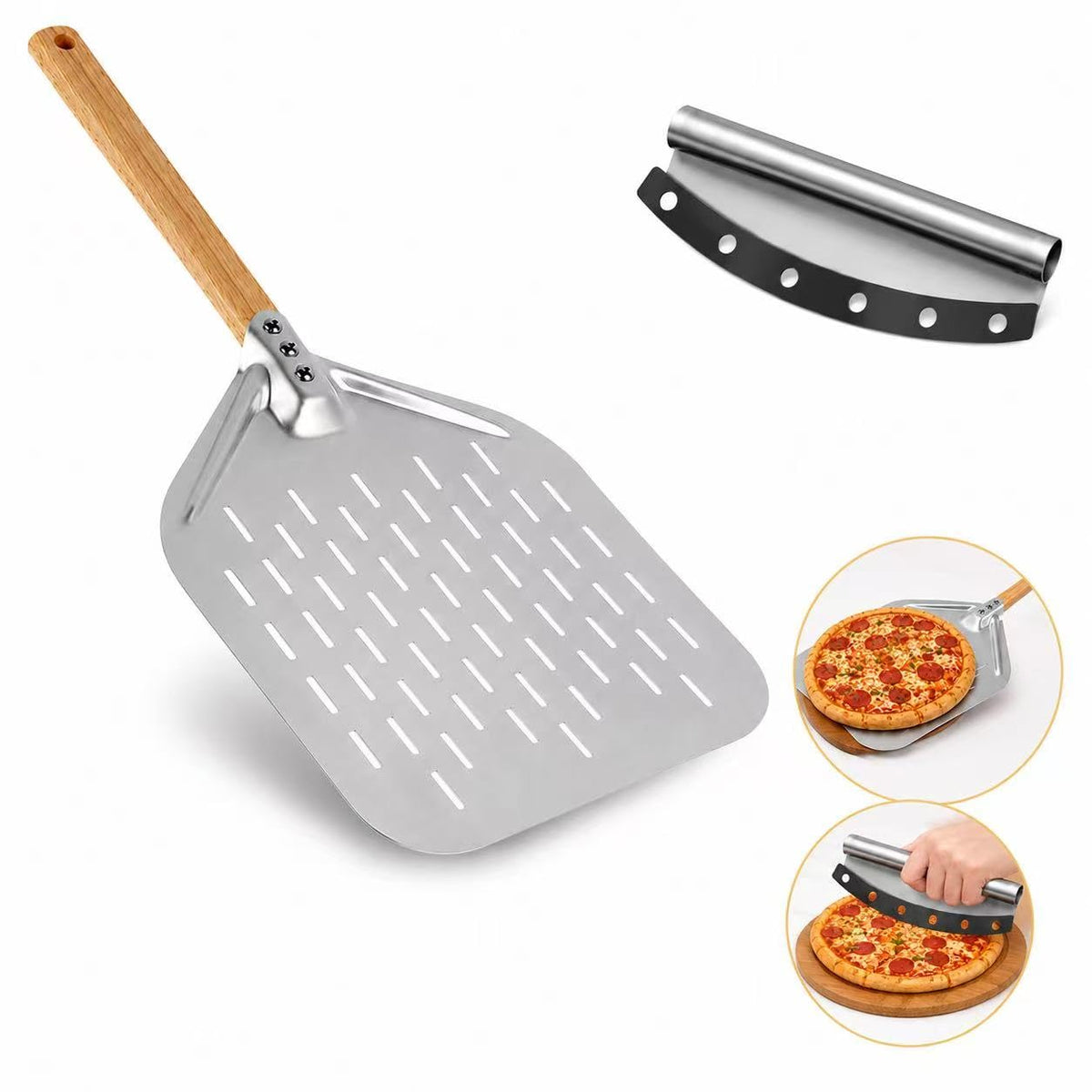 XWLKCYMX 12-Inch Peelers Aluminium Pizza Peel Silvery 39.5 x 30cm DEMO