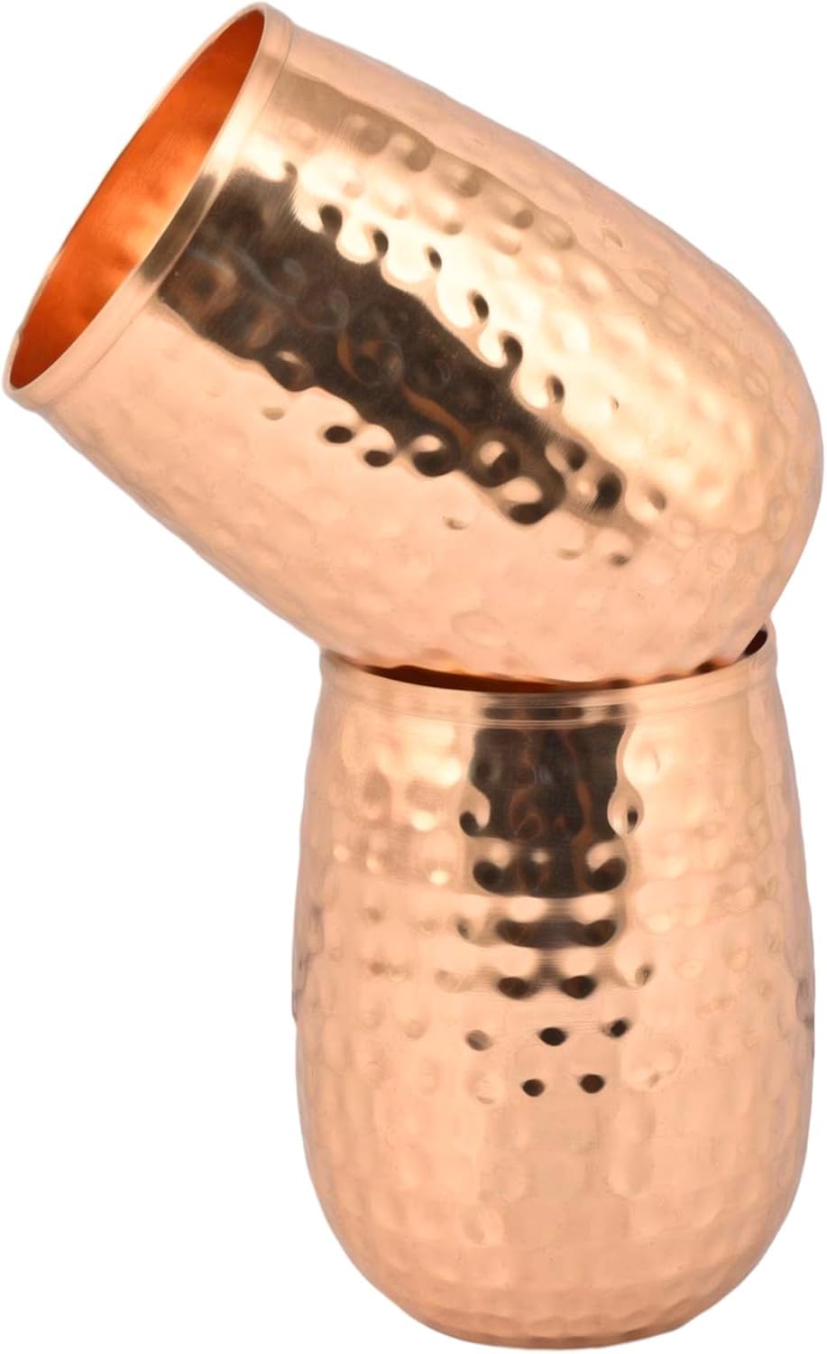 HealthGoodsIn Copper Tumblers Handmade Hammered Set of 2 - 250mL NEW