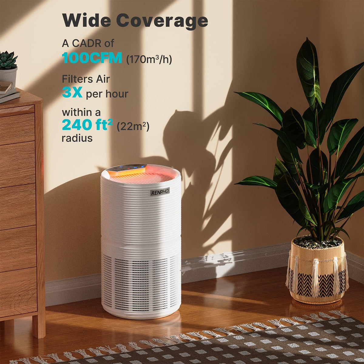 RENPHO Air Air Purifiers Purifier for Large Rooms True HEPA Filter White DEMO