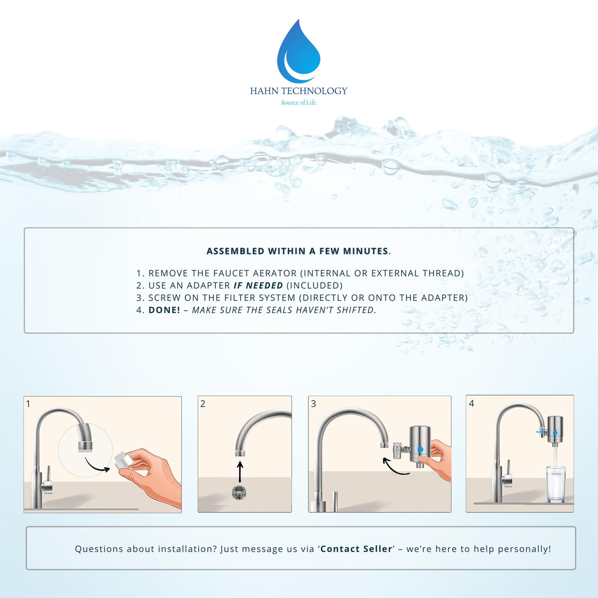 HAHN Technology Faucet Water Filter Activated Carbon Cartridge NEW