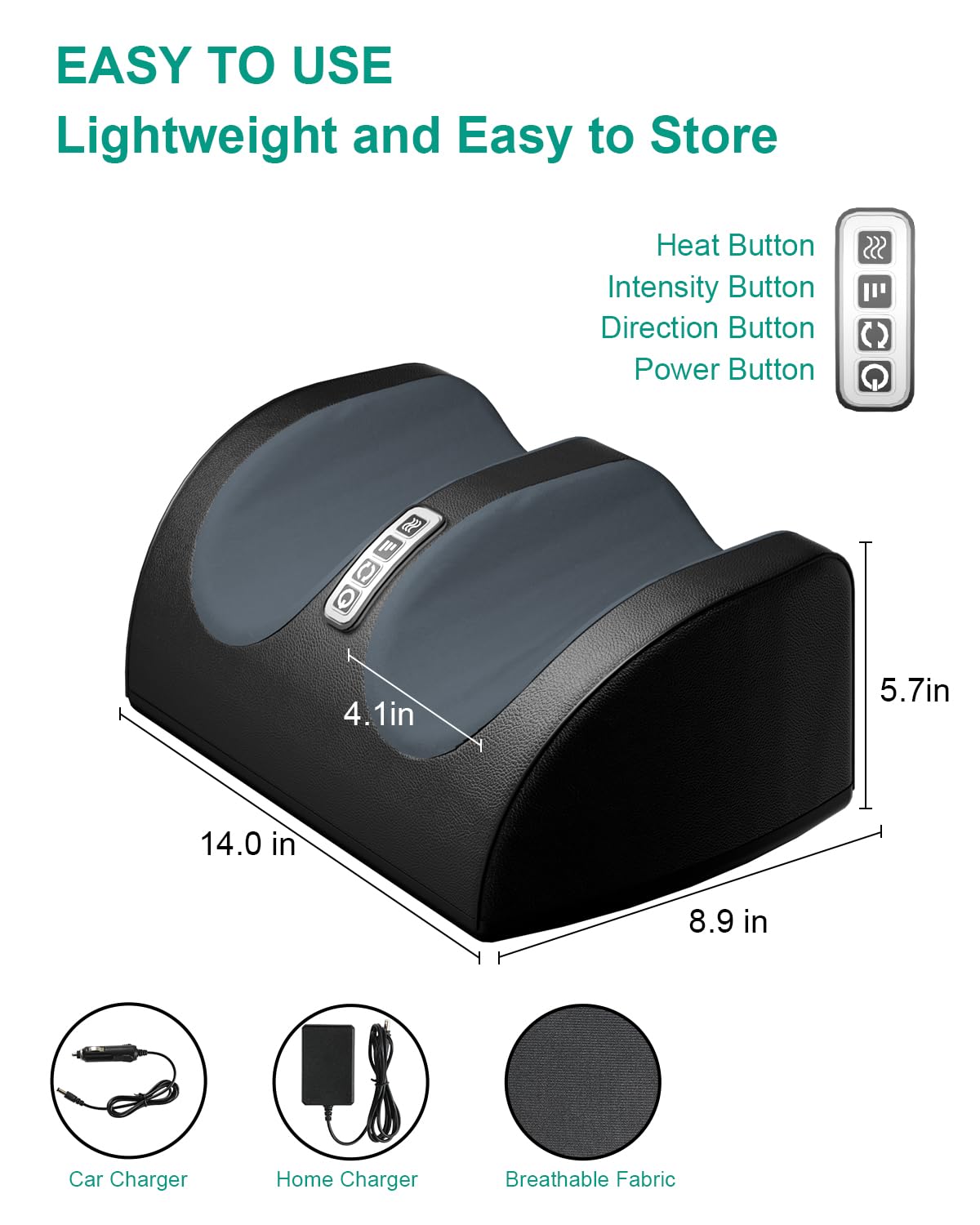 AERLANG Electric Foot Spa Massager with Heat and Shiatsu - Black DEMO