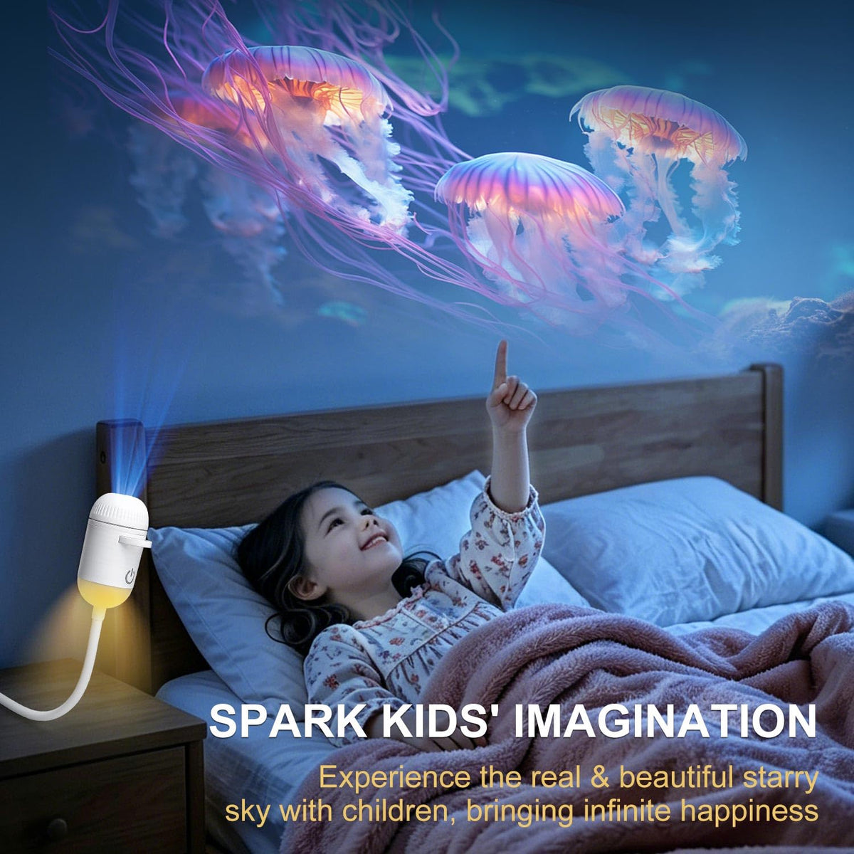 USB 2-in-1 Galaxy Starry Star Projector Night Light White 24 Slides NEW