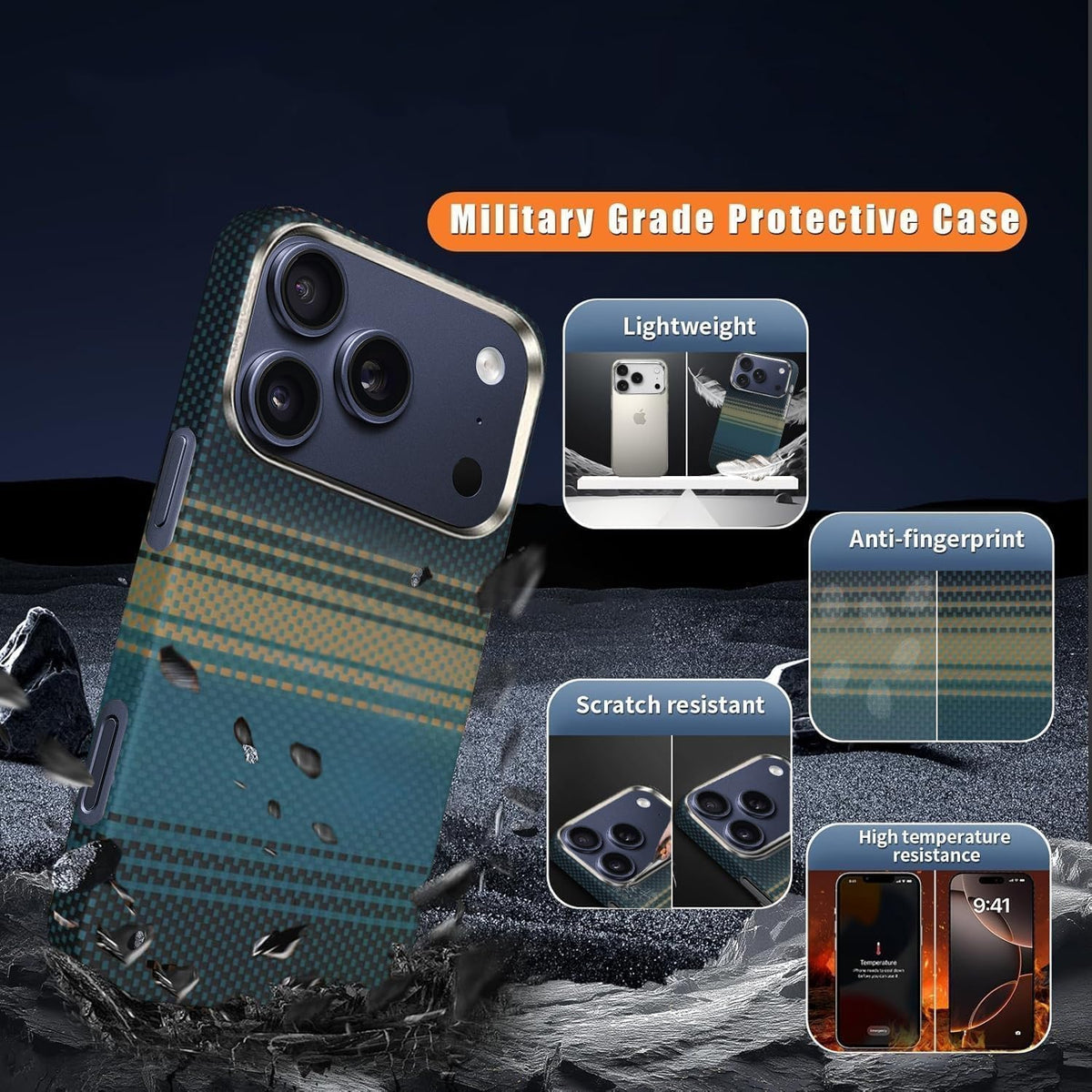 Adando iPhone Basic Cases 17 Pro Max Slim Magnetic Case - Moonrise Blue NEW