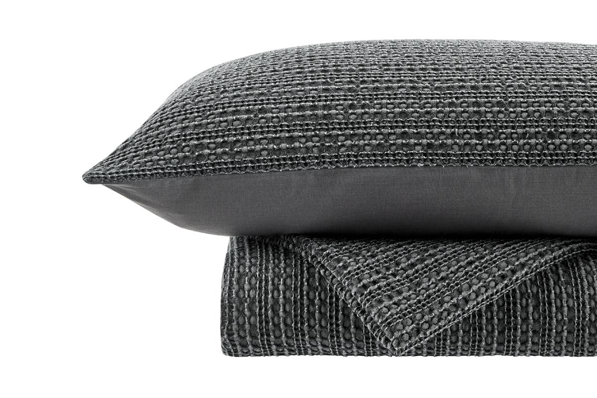 Brosa Charcoal Waterford Waffle Duvet Cover Set Standard Size QUEEN Bed NEW