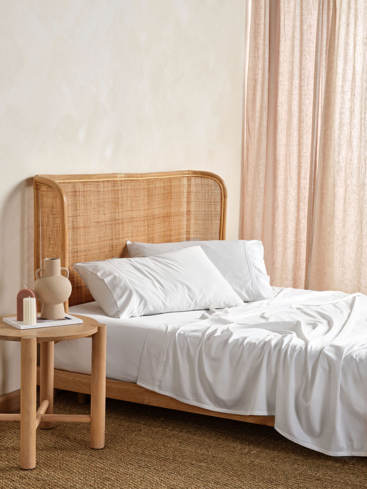 Matt Blatt 400TC Bamboo Cotton Blend White Fitted Sheet Set QUEEN Bed NEW
