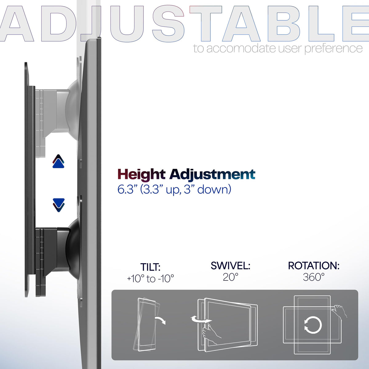 VIVO Height Adjustable Monitor Arm Single Articulating Wall Mount Black NEW
