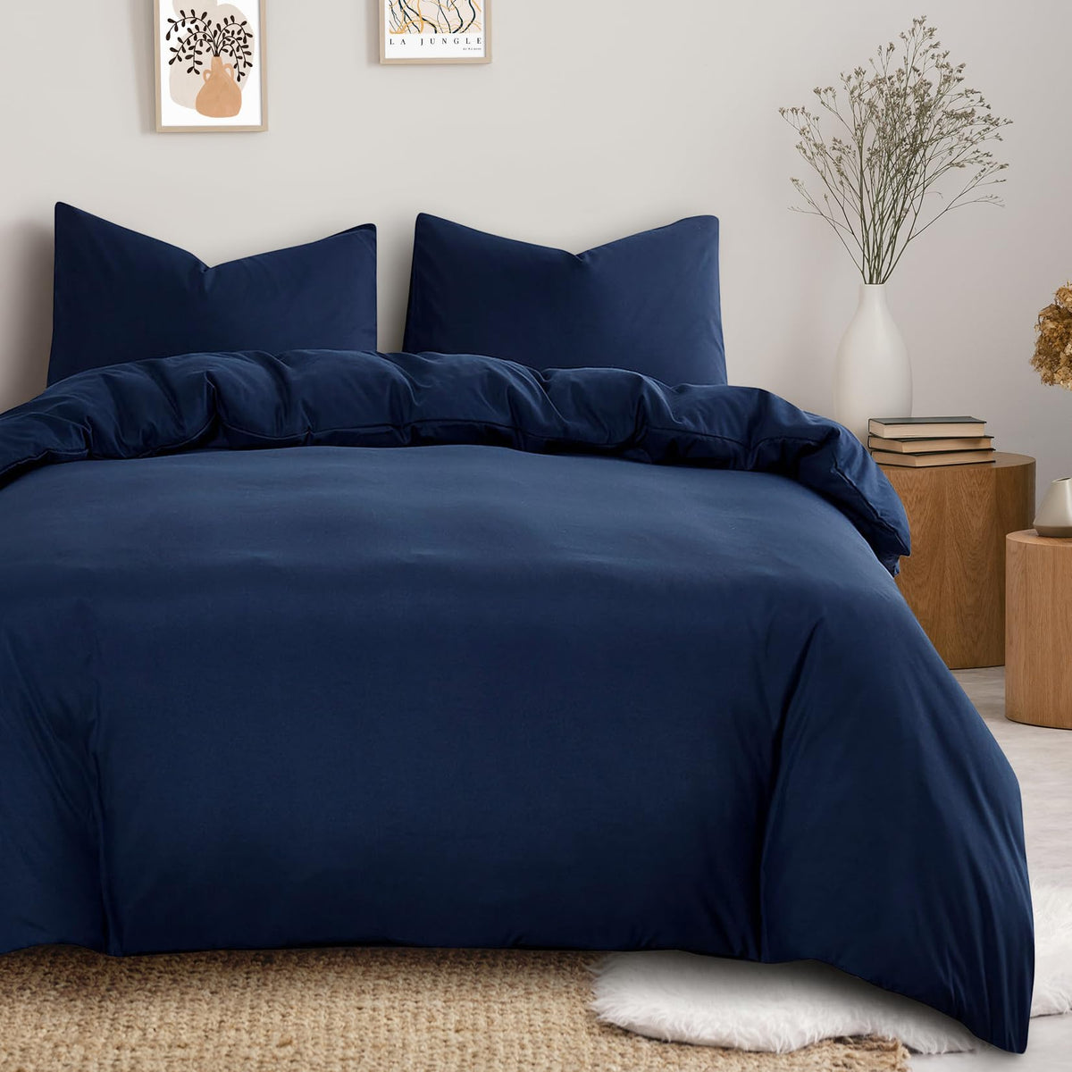 Wake In Cloud King Duvet Cover Set Navy Blue Microfiber Size King NEW