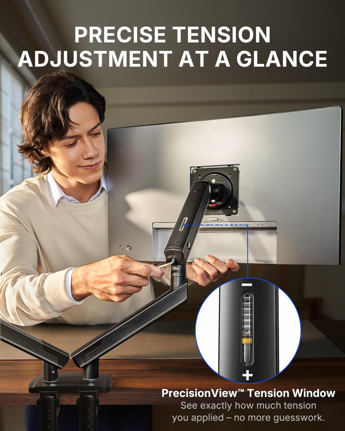 HUANUO FlowLift Pro Dual Monitor Arm for 13-32 Inch - New Black DEMO