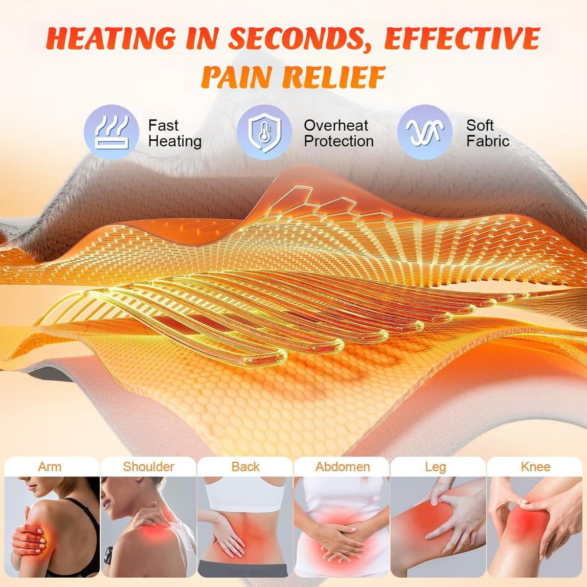 Syncvlio Electric Heating Pad for Back Pain Relief 12 Heat Settings Grey NEW