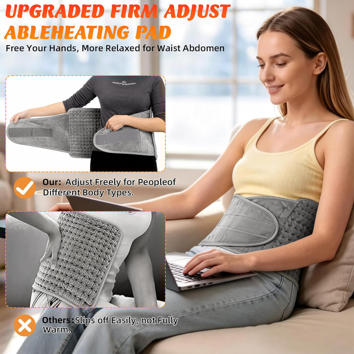 Syncvlio Electric Heating Pad for Back Pain Relief 12 Heat Settings Grey NEW