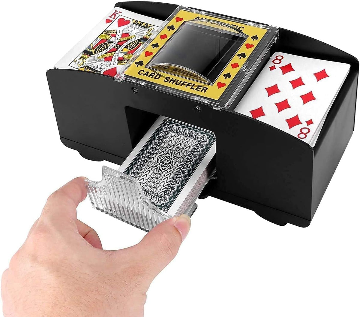 Sooyee Automatic Card Shuffler 1-2 Deck Battery Operated Black Size 10.5 cm NEW